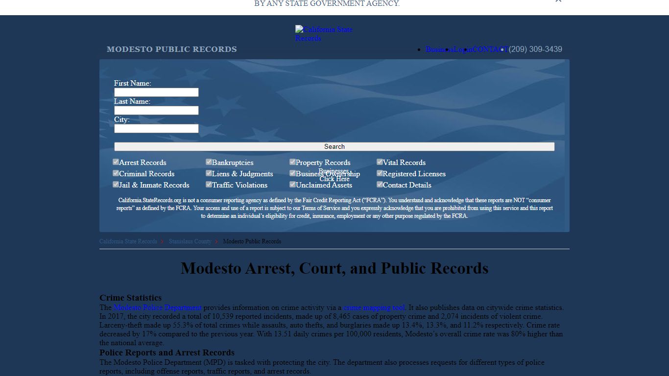 Modesto Arrest and Public Records | California.StateRecords.org