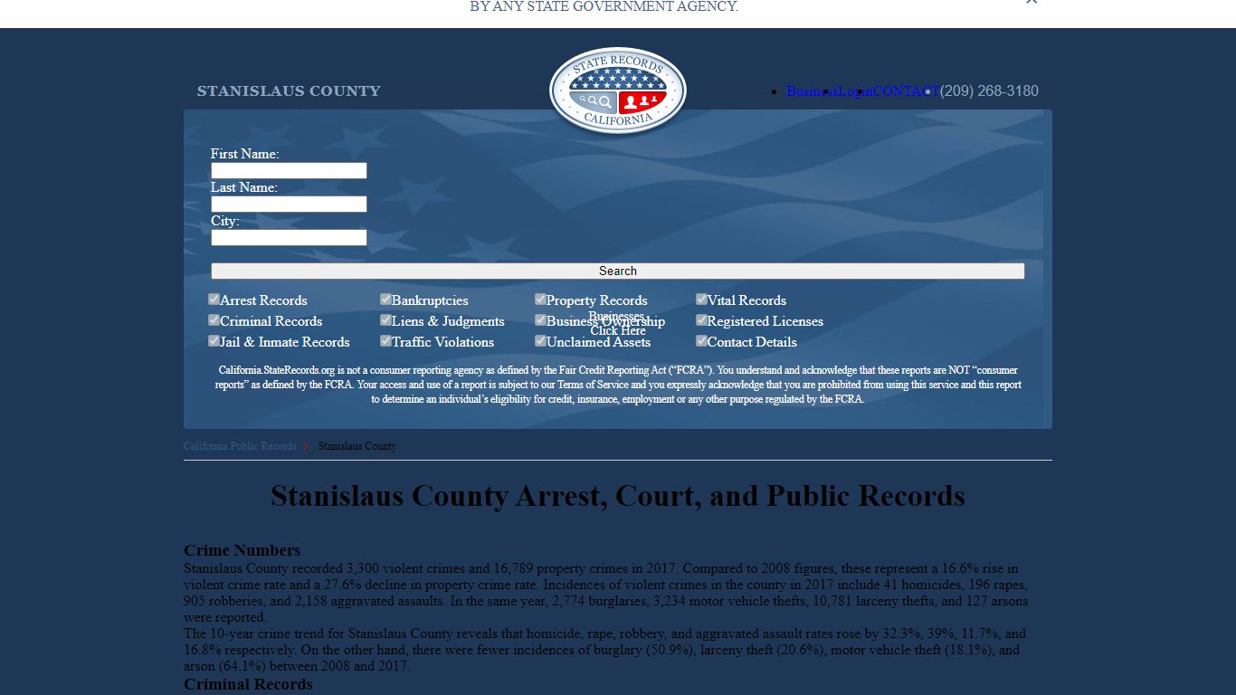 Stanislaus County Arrest, Court, and Public Records